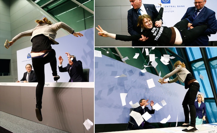 Photos: FEMEN crash European Central Bank President Mario Draghi
