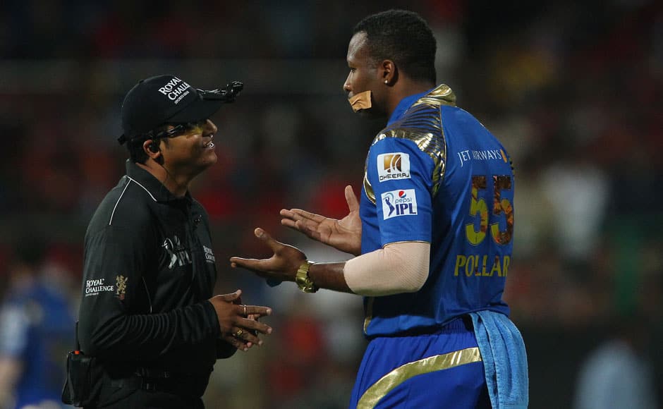 Pollard was warned by one of the on-field umpires to stay away from any banter after he was seen trying to unsettle RCB opener Chris Gayle's rhythm by hurling a few words at him. BCCI