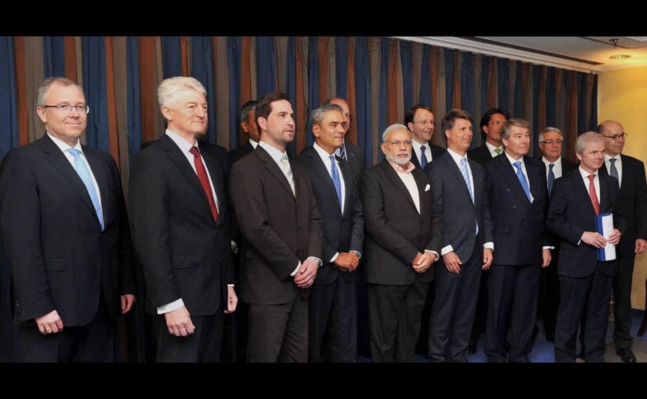 Hannover : Prime Minister Narendra Modi at the Round Table Meeting with the German CEOs, in Hannover, Germany on Sunday.PTI