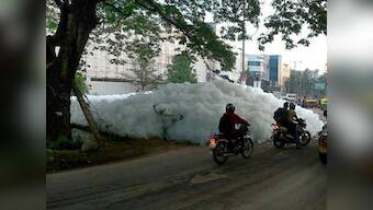 Extreme pollution leads to mounds of toxic foam overflowing from Bengaluru lake