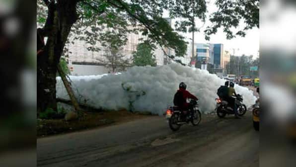 Extreme pollution leads to mounds of toxic foam overflowing from Bengaluru lake