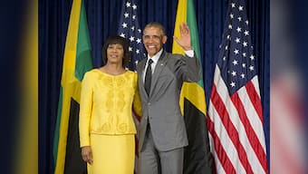 Move over Michelle! Jamaican PM tells President Obama how much she loves him
