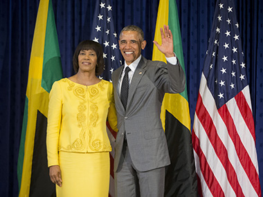 Move over Michelle! Jamaican PM tells President Obama how much she loves him Move over Michelle! Jamaican PM tells President Obama how much she loves him
