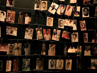 Photographs of people who were killed during the 1994 genocide. Reuters