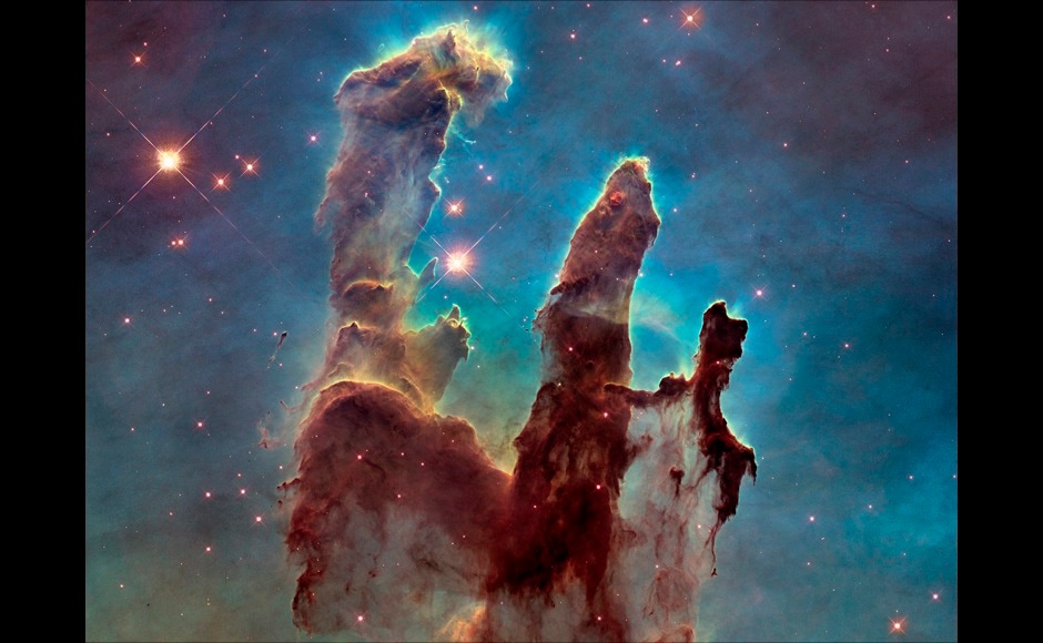A Hubble telescope photograph of the iconic Eagle Nebula's 