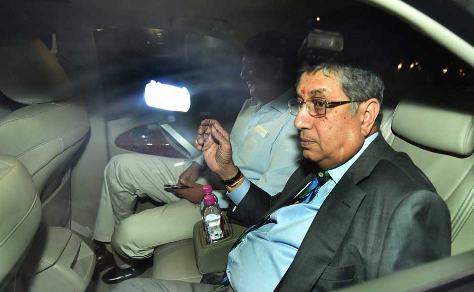 N Srinivasan arrives for the wedding: PTI