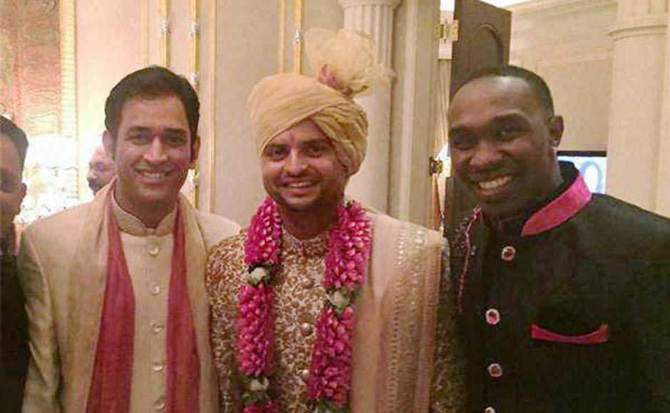 Team India swap cricket outfits for sherwanis at Suresh Raina's wedding Team India swap cricket outfits for sherwanis at Suresh Raina's wedding