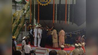 Defence min Manohar Parikkar undocks first indigenously-built Scorpene submarine
