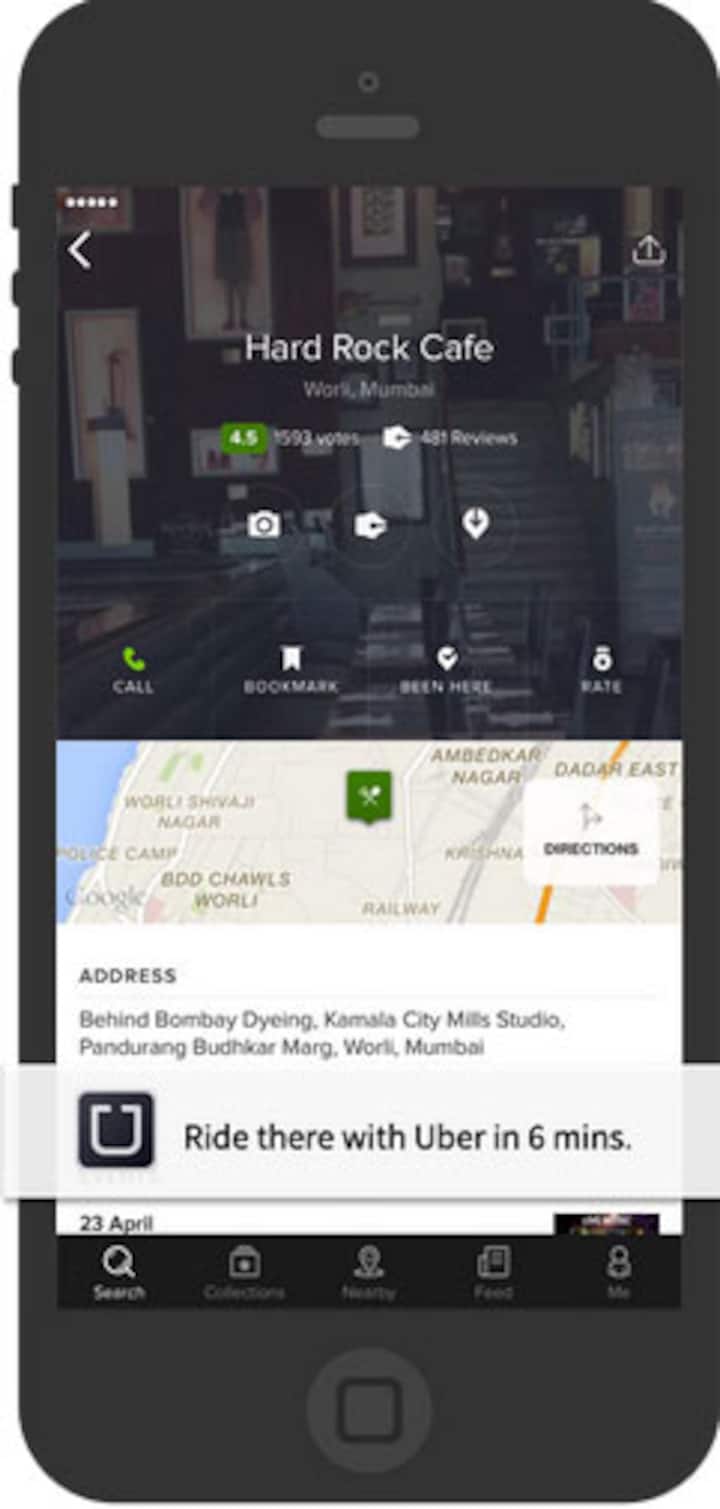 Going out for a meal? Book an Uber cab from Zomato for your dinner date