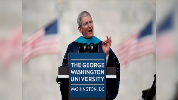 Tim Cook does a Jobs: Apple CEO challenges GWU graduates to change the world