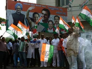 File photo of Karnataka Congress workers. AFP
