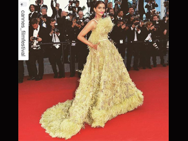 Is it a muppet? Is it a mop? No, it's Sonam Kapoor's Elie Saab gown at Cannes Is it a muppet? Is it a mop? No, it's Sonam Kapoor's Elie Saab gown at Cannes