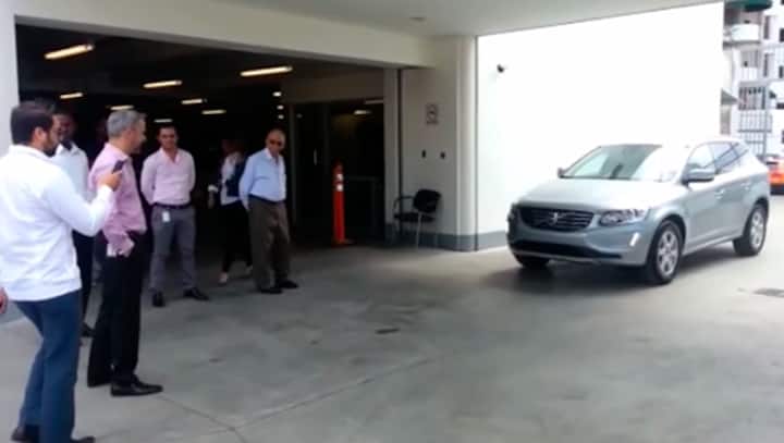 Video: Volvo car knocks down man during demonstration