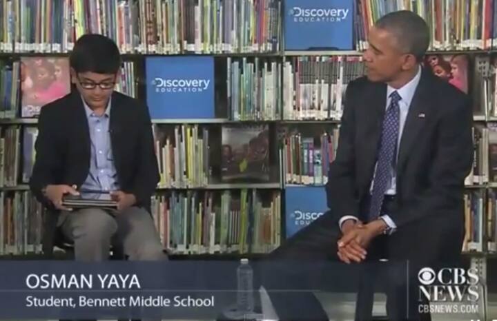 Sixth grader interrupts President Obama as he talks on and on about writer's block