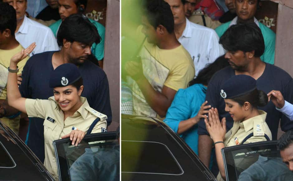 Bollywood actor Priyanka Chopra during the shooting of upcoming film Gangaajal 2 in Bhopal, India on June 24, 2015. The film is the sequel to 2003 Ajay Devgn starrer Gangaajal, and highlights the story of present day problems like corruption, farmer suicides. Priyanka plays the role of Abha Mathur, the Superintendent of Police. SOLARIS IMAGES