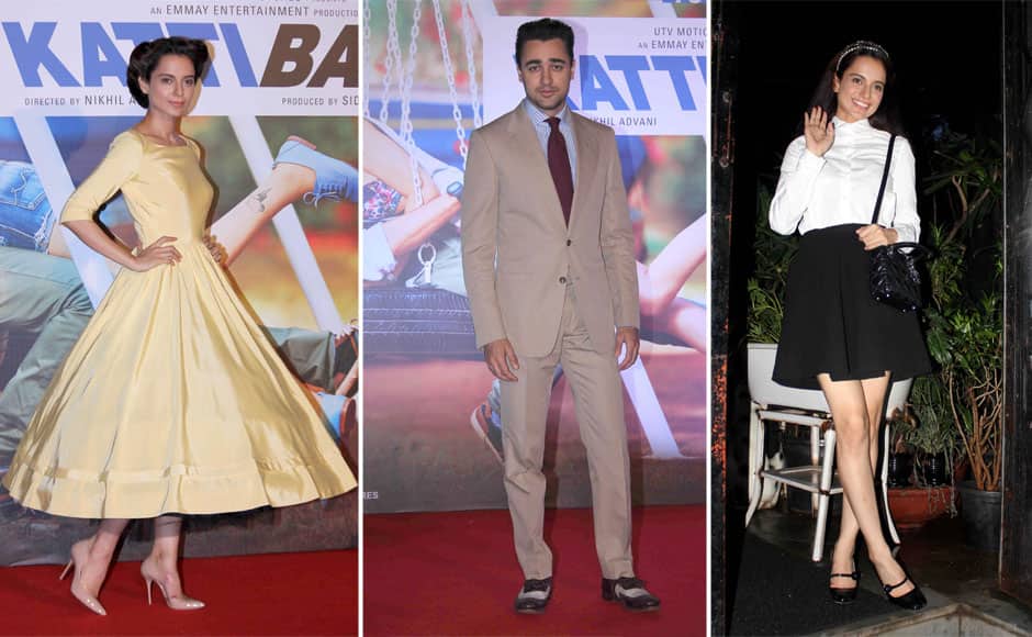 Bollywood actors Kangana Ranaut and Imran Khan during the trailer launch of film Katti Batti in Mumbai, India on June 14, 2015. SOLARIS IMAGES