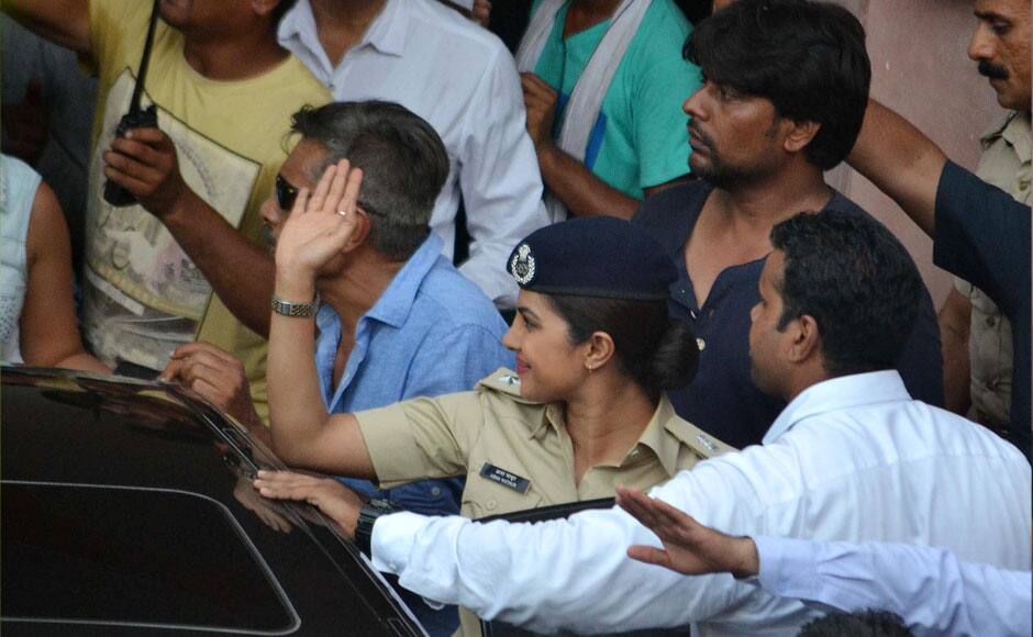 Bollywood actor Priyanka Chopra during the shooting of upcoming film Gangaajal 2 in Bhopal, India on June 24, 2015. The film is the sequel to 2003 Ajay Devgn starrer Gangaajal, and highlights the story of present day problems like corruption, farmer suicides. Priyanka plays the role of Abha Mathur, the Superintendent of Police. SOLARIS IMAGES