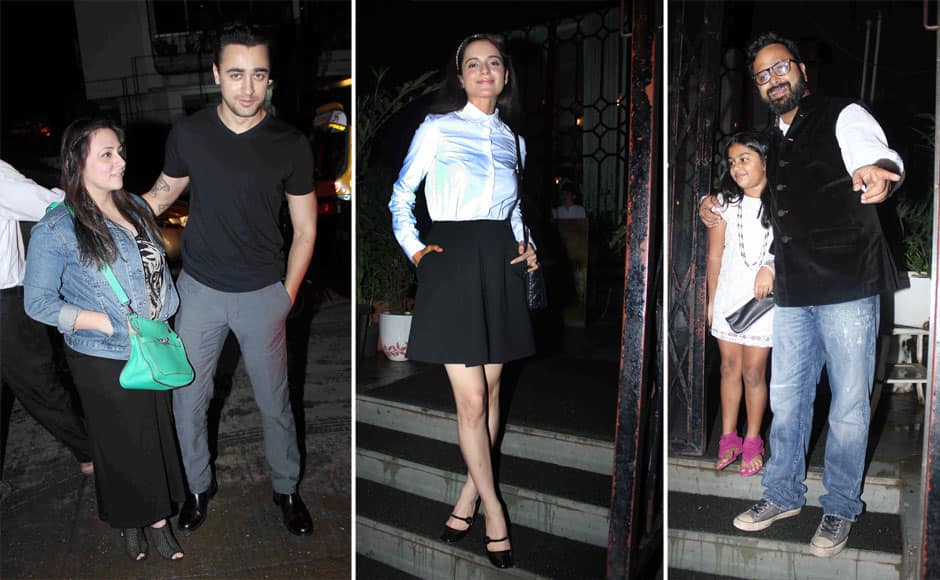 Imran Khan along with his wife Avantika Malik, Kangana Ranaut, filmmaker Nikhil Advani during the party of film Katti Batti in Mumbai, India on June 14, 2015. SOLARIS IMAGES)