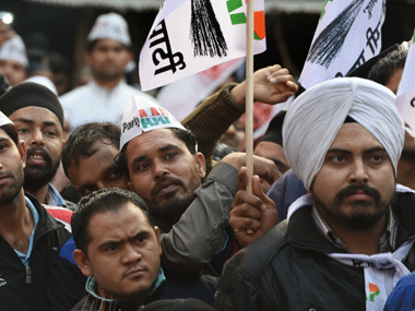 AAP protests against BJP; wants Swaraj, Irani, Raje and Munde to resign AAP protests against BJP; wants Swaraj, Irani, Raje and Munde to resign