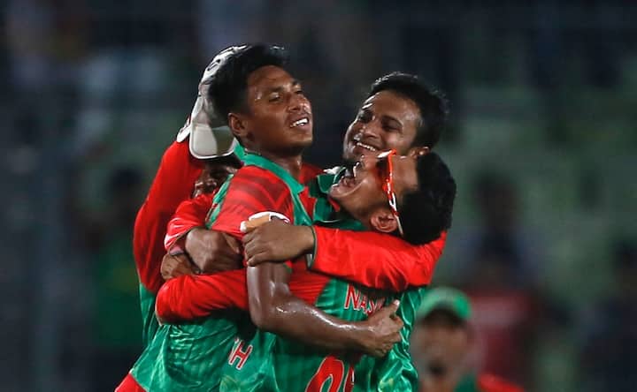 Riding on Mustafizur's five-for on debut Bangladesh celebrate a famous win over India Riding on Mustafizur's five-for on debut Bangladesh celebrate a famous win over India