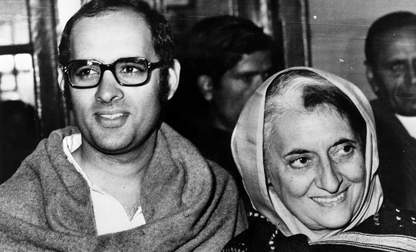 Indira Gandhi (1917-1984) with her younger son Sanjay (1946 - 1980), just before his death in a plane crash in Delhi. Getty
