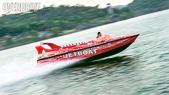 At the helm of the Smoky Mountain Jetboat At the helm of the Smoky Mountain Jetboat