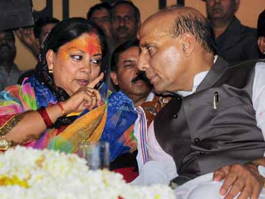 File photo of Vasundhara Raje and Rajnath Singh. PTI