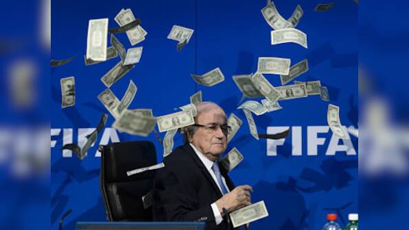 'For North Korea 2026': Comedian showers FIFA chief Sepp Blatter with fake notes