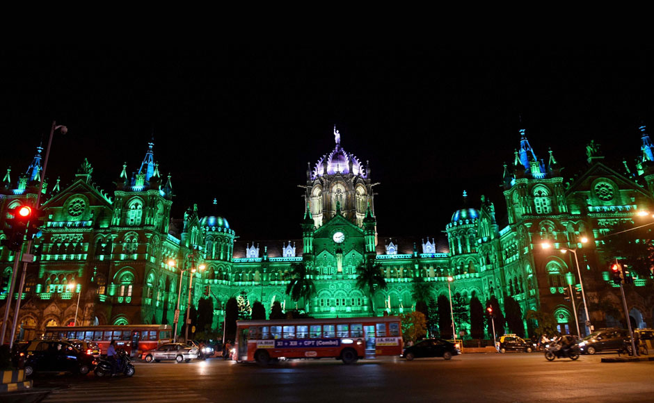 Photo: Mumbai's historic Chhatrapati Shivaji Terminus goes green a day before Eid Photo: Mumbai's historic Chhatrapati Shivaji Terminus goes green a day before Eid