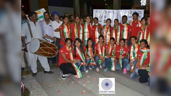 On the verge of Olympic qualification, Indian women's hockey team arrive to grand welcome