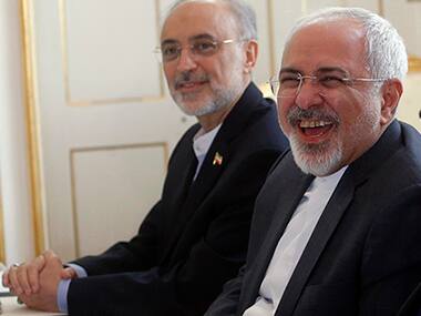 Iranian Foreign Minister Javad Zarif laughs during during the meetings leading up to the deal released on Wednesday. AP