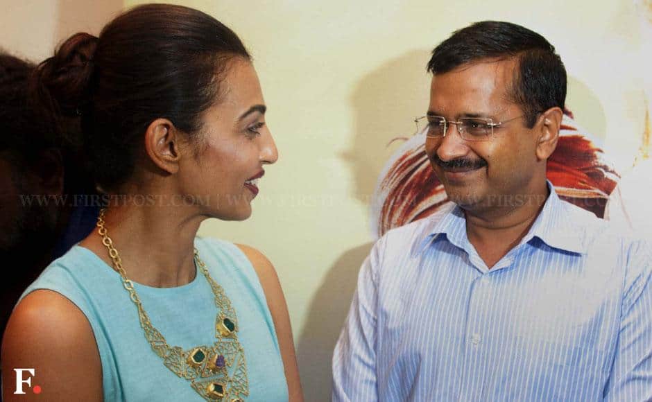 Radhika Apte with Delhi CM Arvind Kejriwal. Naresh Sharma/ Firstpost