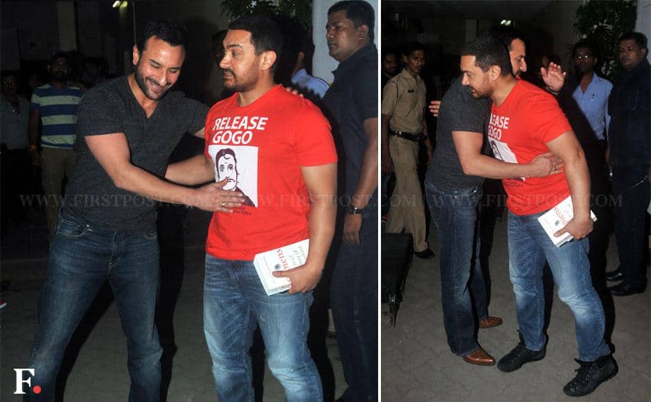 Saif ali khan met amir khan at mehboob studio on thursday. Sachin Gokhale/ Firstpost