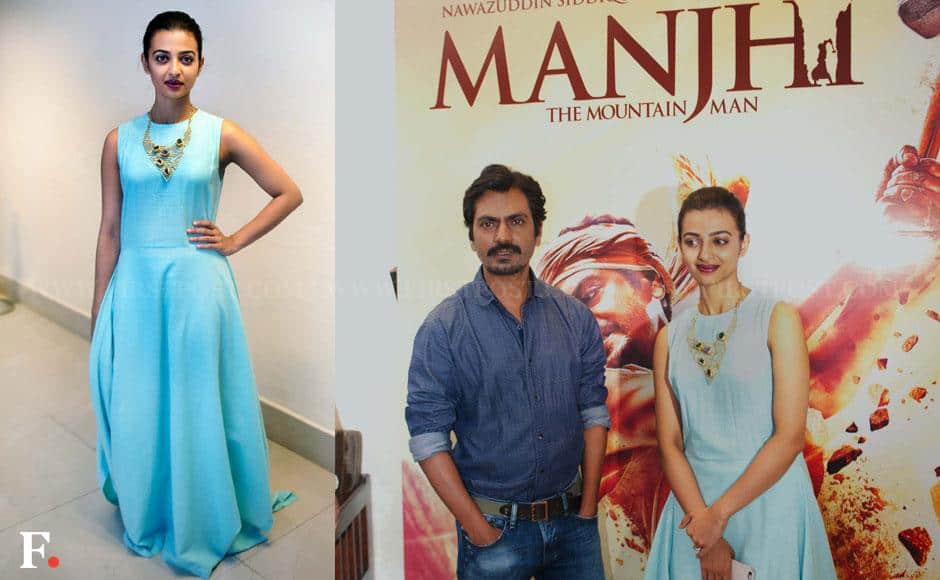 Nawazuddin Siddiqui and Radhika Apte during the promotion of film Manjhi- The Mountain Man, in New Delhi. Naresh Sharma/ Firstpost