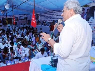 CPI (M) general secretary Sitaram Yechury addresses the farmers and agricultural labourers in attendance. Naresh Sharma/Firstpost 