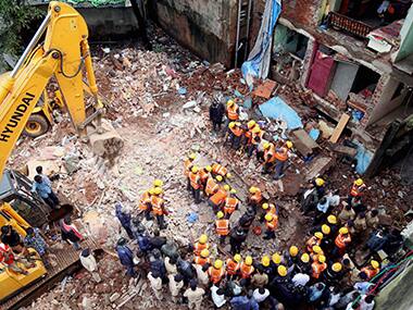 The building collapse in Thane district last week. Image courtesy- PTI