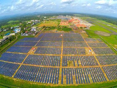Solar-powered Kochi Airport. Facebook/Oommen Chandy