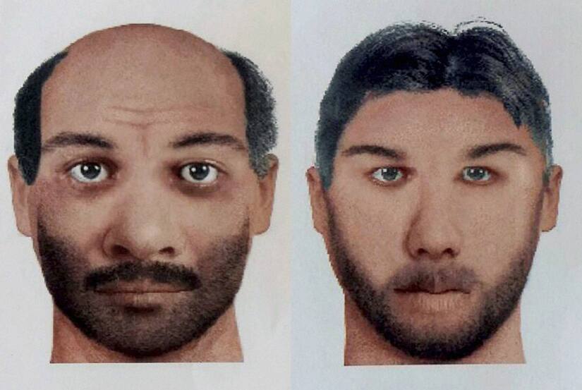 Sketches of Udhampur terrorist attack suspects Abu Okasha (R) and Zargham alias Mohammadd Bhai, residents of Hazara Khyber, Pakhtunkhwa in Pakistan. PTI