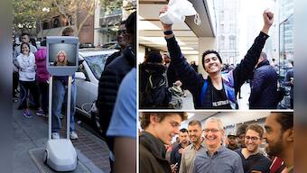Humans and a robot lined up to buy the iPhone 6s in California. But who got there first?