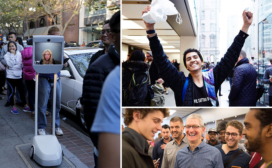 Humans and a robot lined up to buy the iPhone 6s in California. But who got there first? Humans and a robot lined up to buy the iPhone 6s in California. But who got there first?