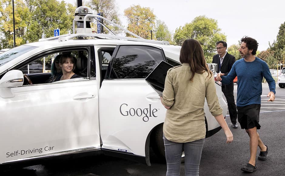 Google co-founder Sergey Brin gets in a self-driving Lexus prototype following a presentation at a media preview of Google's prototype autonomous vehicles in Mountain View, California September 29, 2015. REUTERS