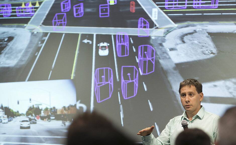 Dmitri Dolgov, Principal Engineer on the software team of Google's Self-Driving Car project, speaks to the media during a preview of Google's prototype autonomous vehicles in Mountain View, California September 29, 2015. REUTERS