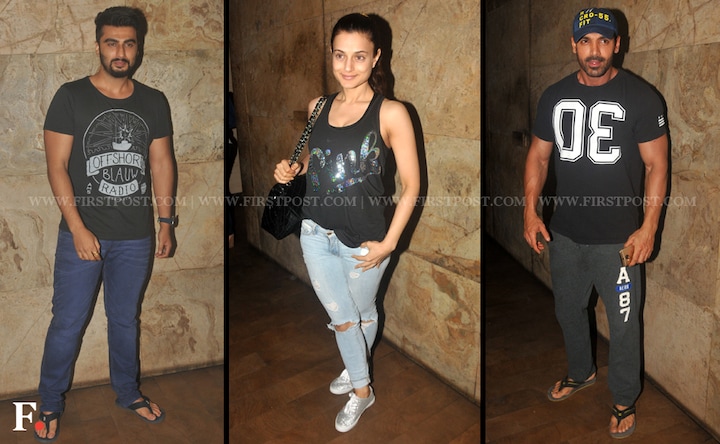 Arjun Kapoor, David Dhawan, Amisha Patel at the screening of Welcome Back