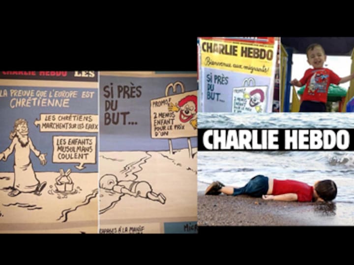 Dear Charlie Hebdo, is cartoon on a dead baby really satire? French magazine faces legal action