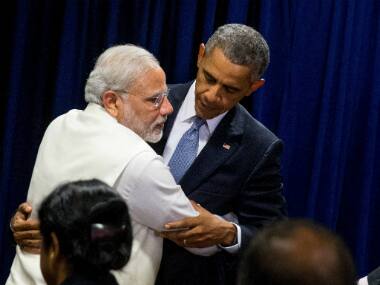 Prime Minister Narendra Modi hugs US President Barack Obama in New York on Monday. PTI Photo/Twitter