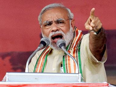 Prime Minister Narendra Modi at the Parivartan Rally in Bhagalpur on Monday. PTI