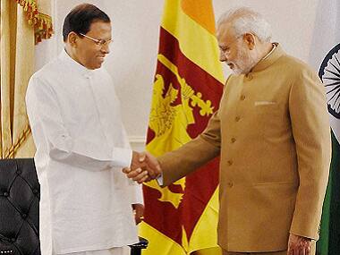 Prime Minister Narendra Modi meets Sri Lanka President Maithripala Sirisena in New York. PTI