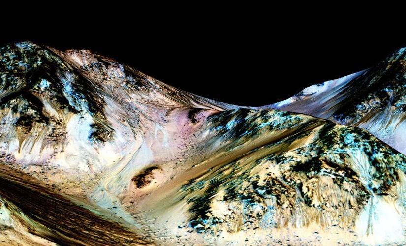 Salty water may be flowing on Mars. Image Credit: Nasa