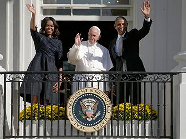 Pope Francis with US President Barack Obama and First Lady Michelle Obama. AP