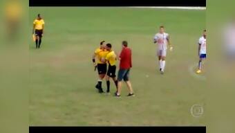 Who needs a red card: Watch Brazilian football referee brandish pistol at player